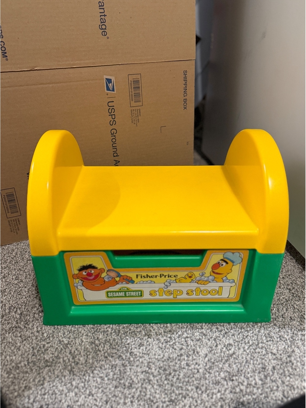 1989 Vintage Fisher-Price Sesame Street Step Stool with Ernie and Bert
